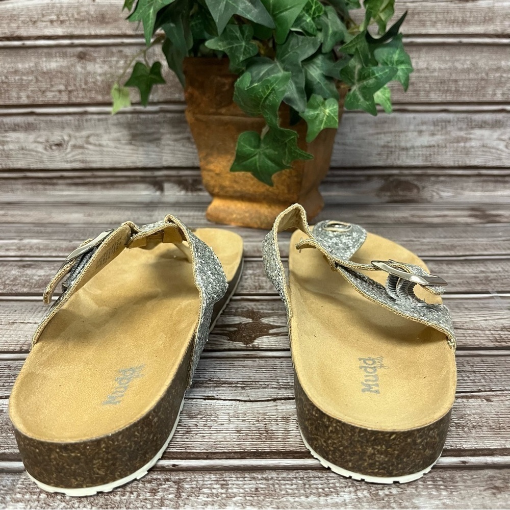 Mudd Silver Glitter Thong Sandal Big Girl size 5 Women’s size 7 - Picture 9 of 13
